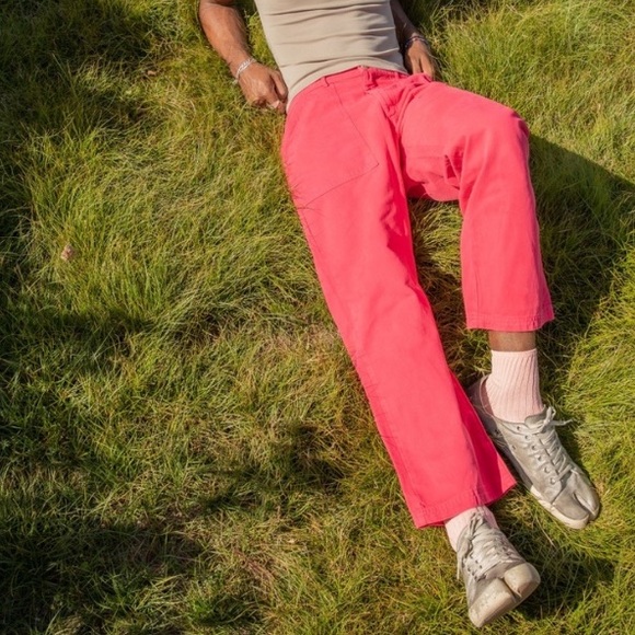 Big Bud Press Work Pants Hot Pink Cotton Twill Straight Leg High Waisted Utility - Picture 5 of 13